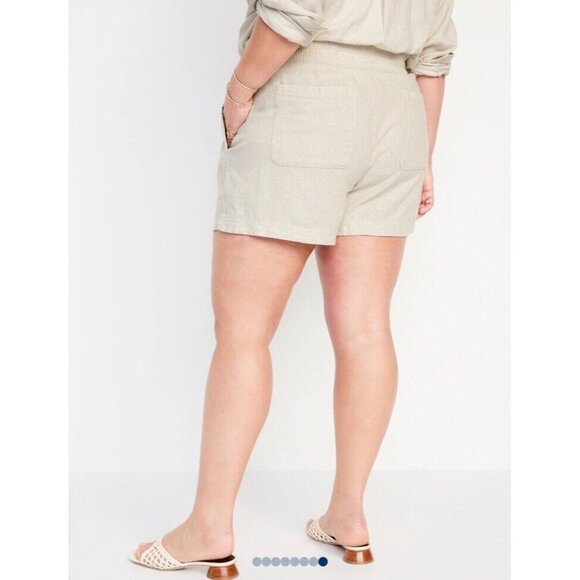 Old Navy High-Waisted Linen-Blend Pull-On Shorts 3.5-inch inseam Size 4X Natural - Picture 3 of 4